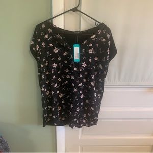 PaperMoon XL Women’s Top Shirt Blouse Black and Rose